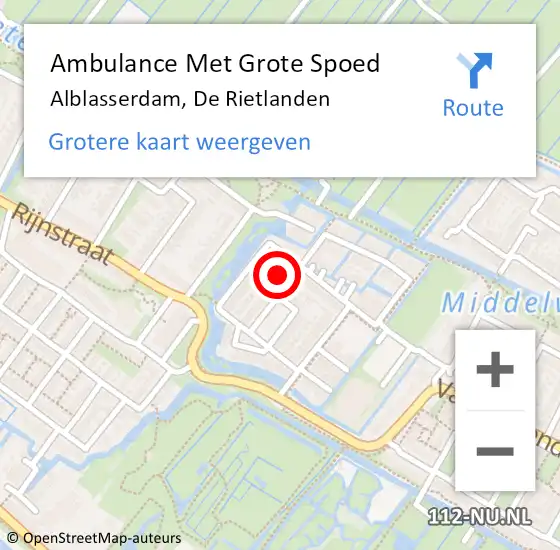 Locatie op kaart van de 112 melding: Ambulance Met Grote Spoed Naar Alblasserdam, De Rietlanden op 2 mei 2023 14:59