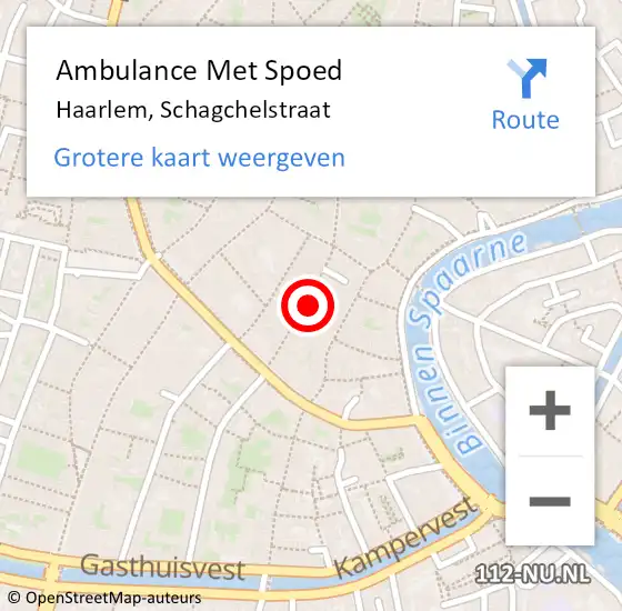 Locatie op kaart van de 112 melding: Ambulance Met Spoed Naar Haarlem, Schagchelstraat op 2 mei 2023 15:16