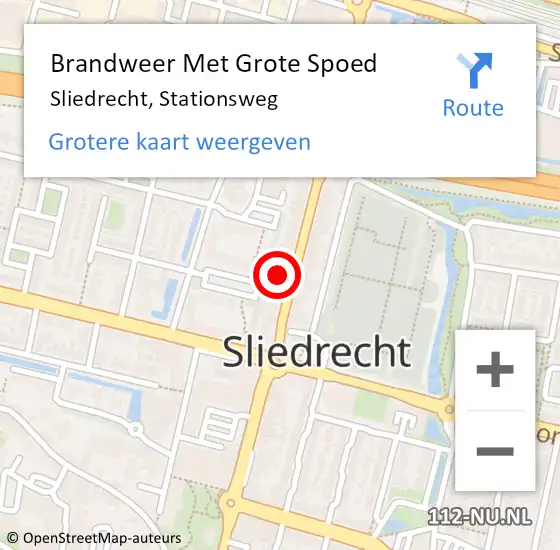 Locatie op kaart van de 112 melding: Brandweer Met Grote Spoed Naar Sliedrecht, Stationsweg op 2 mei 2023 15:20