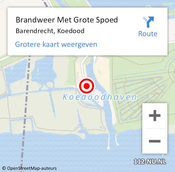 Locatie op kaart van de 112 melding: Brandweer Met Grote Spoed Naar Barendrecht, Koedood op 2 mei 2023 16:02