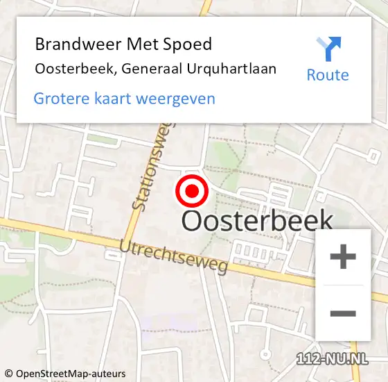 Locatie op kaart van de 112 melding: Brandweer Met Spoed Naar Oosterbeek, Generaal Urquhartlaan op 2 mei 2023 16:12