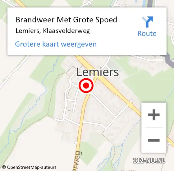 Locatie op kaart van de 112 melding: Brandweer Met Grote Spoed Naar Lemiers, Klaasvelderweg op 2 mei 2023 16:12