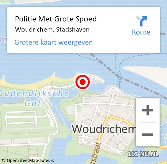 Locatie op kaart van de 112 melding: Politie Met Grote Spoed Naar Woudrichem, Stadshaven op 2 mei 2023 16:36