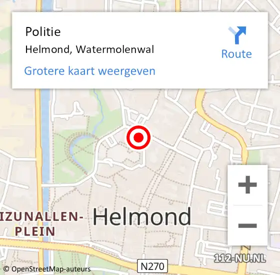 Locatie op kaart van de 112 melding: Politie Helmond, Watermolenwal op 2 mei 2023 16:41