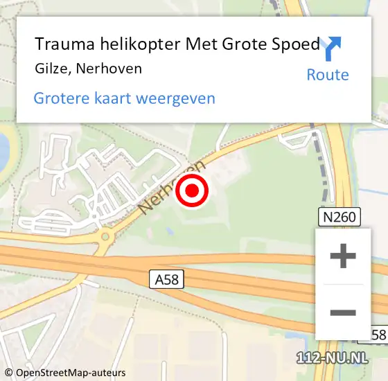 Locatie op kaart van de 112 melding: Trauma helikopter Met Grote Spoed Naar Gilze, Nerhoven op 2 mei 2023 16:43