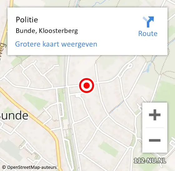 Locatie op kaart van de 112 melding: Politie Bunde, Kloosterberg op 2 mei 2023 16:52