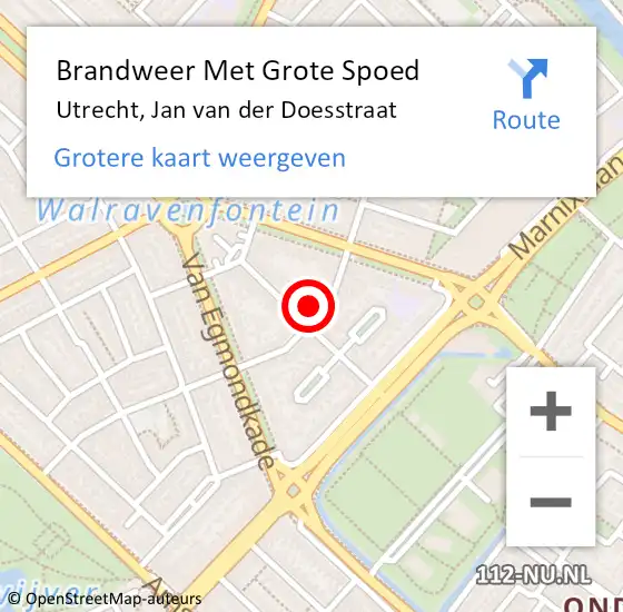 Locatie op kaart van de 112 melding: Brandweer Met Grote Spoed Naar Utrecht, Jan van der Doesstraat op 2 mei 2023 16:55