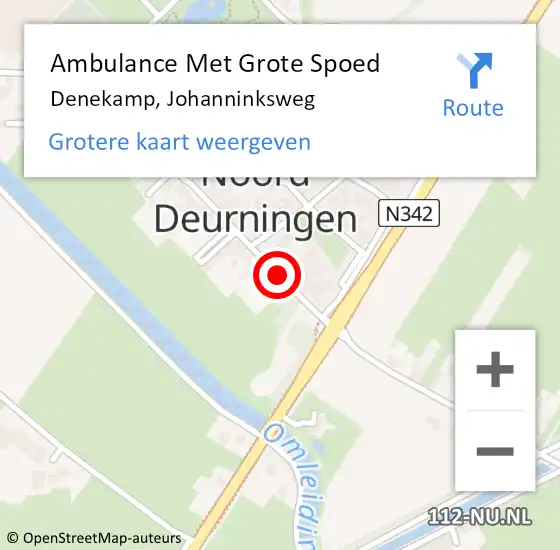 Locatie op kaart van de 112 melding: Ambulance Met Grote Spoed Naar Denekamp, Johanninksweg op 2 mei 2023 16:55