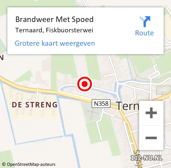 Locatie op kaart van de 112 melding: Brandweer Met Spoed Naar Ternaard, Fiskbuorsterwei op 2 mei 2023 17:08