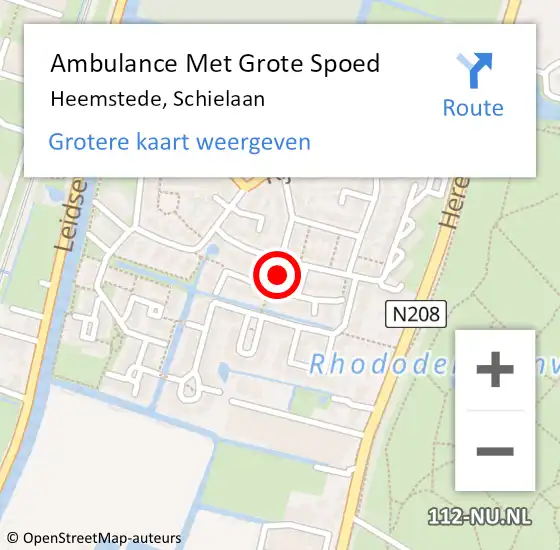 Locatie op kaart van de 112 melding: Ambulance Met Grote Spoed Naar Heemstede, Schielaan op 2 mei 2023 17:08