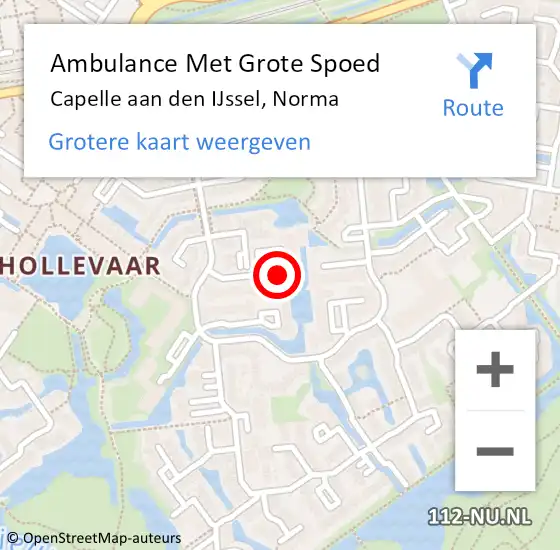 Locatie op kaart van de 112 melding: Ambulance Met Grote Spoed Naar Capelle aan den IJssel, Norma op 2 mei 2023 17:26
