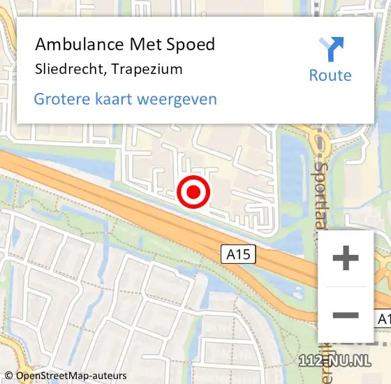 Locatie op kaart van de 112 melding: Ambulance Met Spoed Naar Sliedrecht, Trapezium op 2 mei 2023 17:32