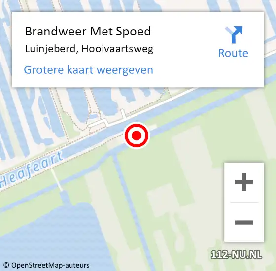 Locatie op kaart van de 112 melding: Brandweer Met Spoed Naar Luinjeberd, Hooivaartsweg op 2 mei 2023 18:04
