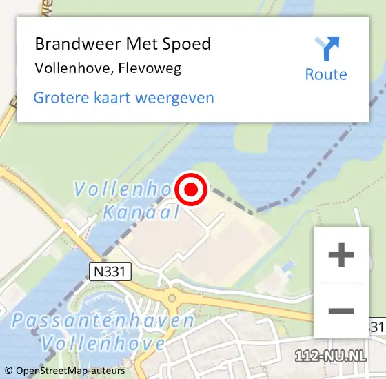 Locatie op kaart van de 112 melding: Brandweer Met Spoed Naar Vollenhove, Flevoweg op 2 mei 2023 18:09