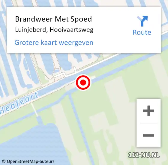 Locatie op kaart van de 112 melding: Brandweer Met Spoed Naar Luinjeberd, Hooivaartsweg op 2 mei 2023 18:25