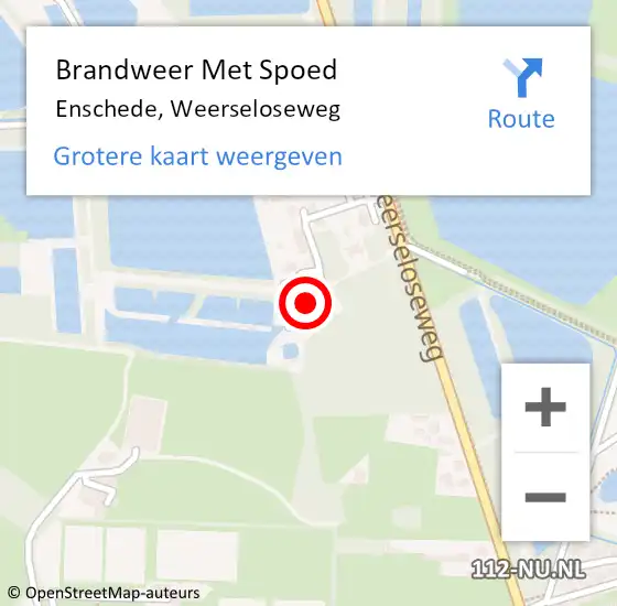 Locatie op kaart van de 112 melding: Brandweer Met Spoed Naar Enschede, Weerseloseweg op 2 mei 2023 18:37