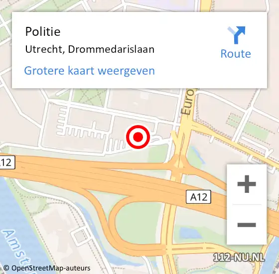 Locatie op kaart van de 112 melding: Politie Utrecht, Drommedarislaan op 2 mei 2023 18:37