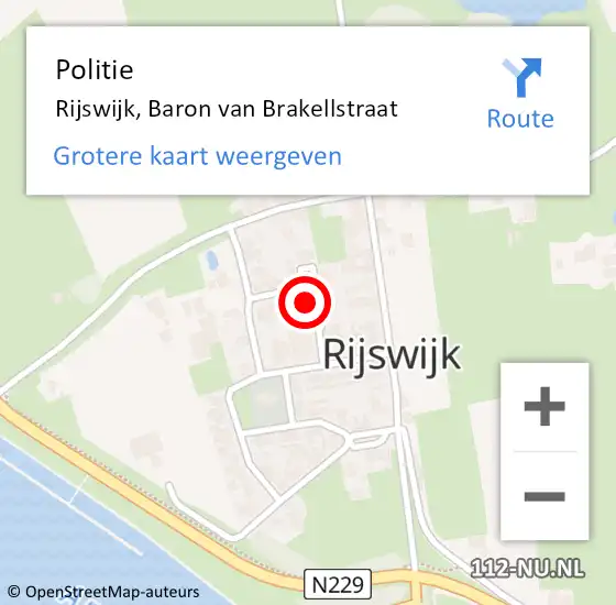 Locatie op kaart van de 112 melding: Politie Rijswijk, Baron van Brakellstraat op 2 mei 2023 19:11