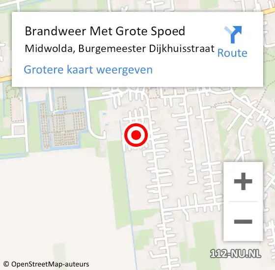 Locatie op kaart van de 112 melding: Brandweer Met Grote Spoed Naar Midwolda, Burgemeester Dijkhuisstraat op 2 mei 2023 19:23
