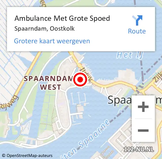 Locatie op kaart van de 112 melding: Ambulance Met Grote Spoed Naar Spaarndam, Oostkolk op 2 mei 2023 19:27