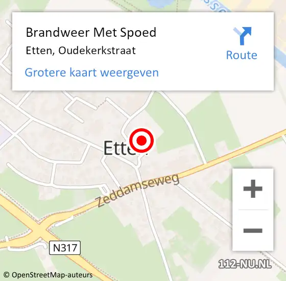 Locatie op kaart van de 112 melding: Brandweer Met Spoed Naar Etten, Oudekerkstraat op 2 mei 2023 19:34