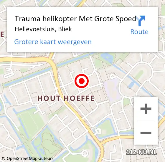 Locatie op kaart van de 112 melding: Trauma helikopter Met Grote Spoed Naar Hellevoetsluis, Bliek op 2 mei 2023 19:41