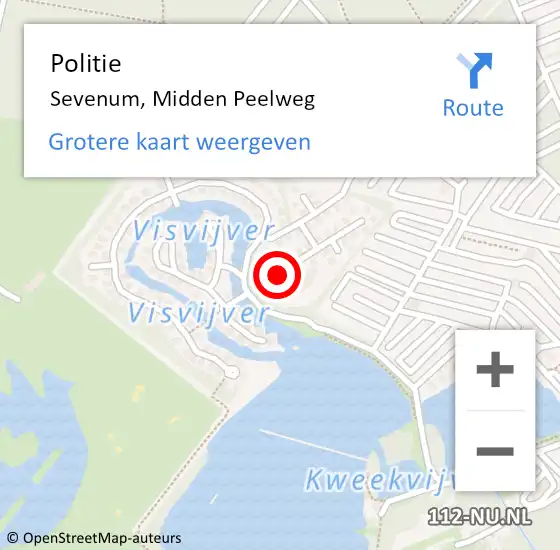 Locatie op kaart van de 112 melding: Politie Sevenum, Midden Peelweg op 2 mei 2023 19:48