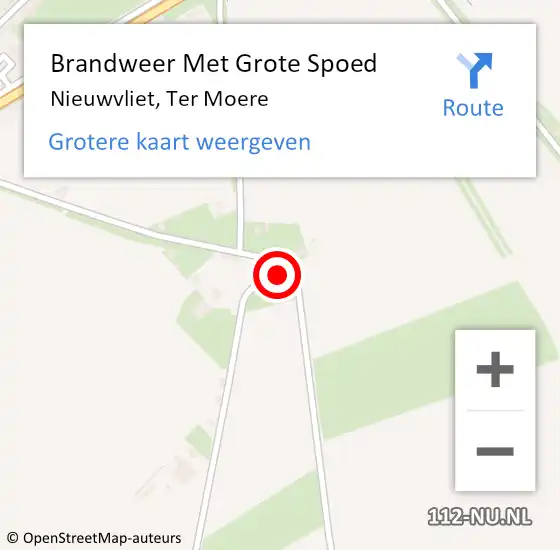 Locatie op kaart van de 112 melding: Brandweer Met Grote Spoed Naar Nieuwvliet, Ter Moere op 2 mei 2023 19:55