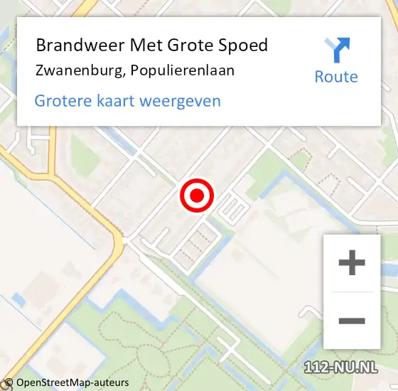 Locatie op kaart van de 112 melding: Brandweer Met Grote Spoed Naar Zwanenburg, Populierenlaan op 2 mei 2023 19:59