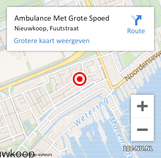 Locatie op kaart van de 112 melding: Ambulance Met Grote Spoed Naar Nieuwkoop, Fuutstraat op 2 mei 2023 20:54