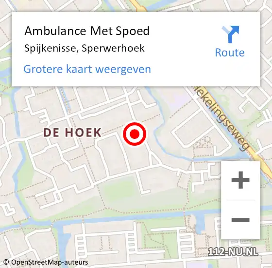 Locatie op kaart van de 112 melding: Ambulance Met Spoed Naar Spijkenisse, Sperwerhoek op 2 mei 2023 21:35