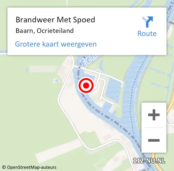 Locatie op kaart van de 112 melding: Brandweer Met Spoed Naar Baarn, Ocrieteiland op 2 mei 2023 22:01