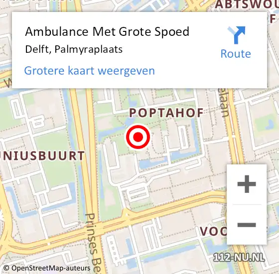 Locatie op kaart van de 112 melding: Ambulance Met Grote Spoed Naar Delft, Palmyraplaats op 2 mei 2023 22:14