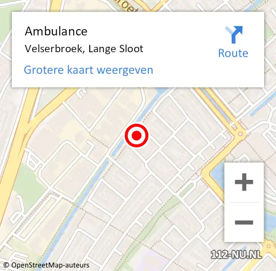 Locatie op kaart van de 112 melding: Ambulance Velserbroek, Lange Sloot op 2 mei 2023 22:23