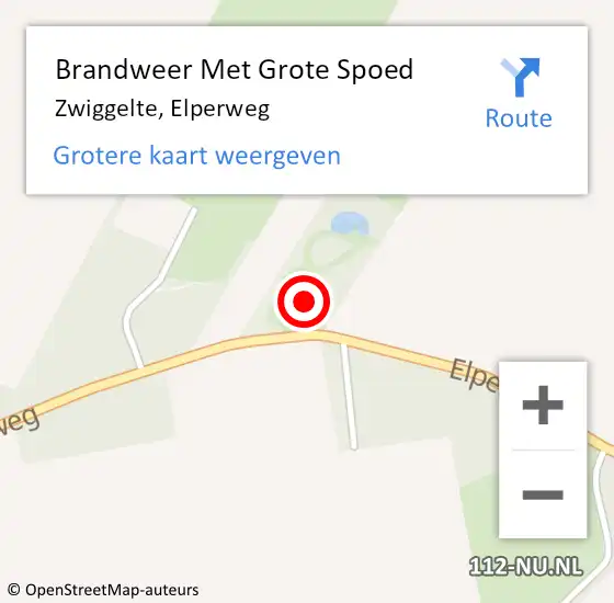 Locatie op kaart van de 112 melding: Brandweer Met Grote Spoed Naar Zwiggelte, Elperweg op 2 mei 2023 23:36