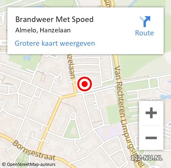 Locatie op kaart van de 112 melding: Brandweer Met Spoed Naar Almelo, Hanzelaan op 3 mei 2023 00:32