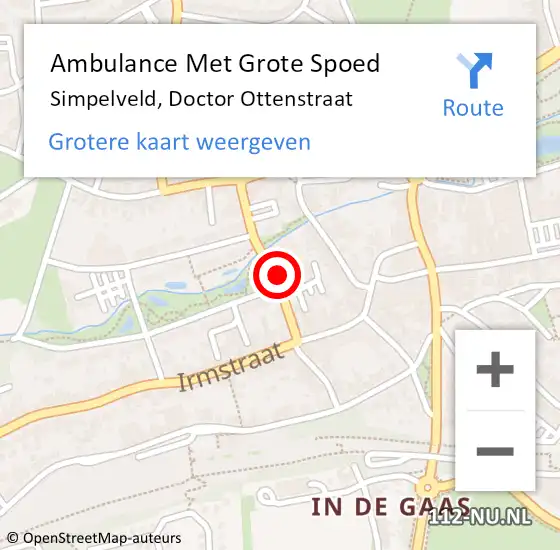 Locatie op kaart van de 112 melding: Ambulance Met Grote Spoed Naar Simpelveld, Doctor Ottenstraat op 24 augustus 2014 07:37