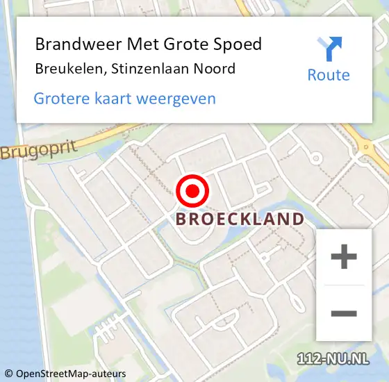 Locatie op kaart van de 112 melding: Brandweer Met Grote Spoed Naar Breukelen, Stinzenlaan Noord op 3 mei 2023 00:40