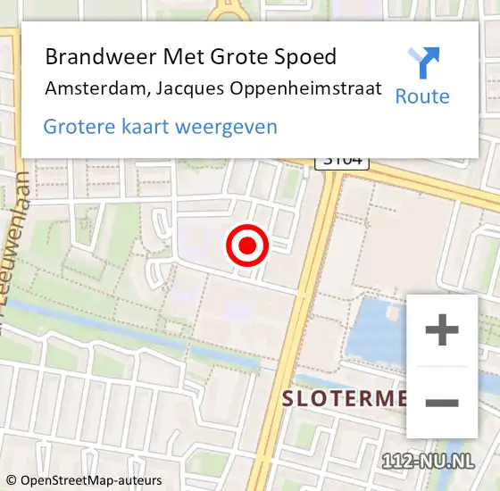 Locatie op kaart van de 112 melding: Brandweer Met Grote Spoed Naar Amsterdam, Jacques Oppenheimstraat op 3 mei 2023 01:55