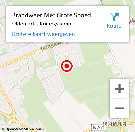 Locatie op kaart van de 112 melding: Brandweer Met Grote Spoed Naar Oldemarkt, Koningskamp op 3 mei 2023 02:32