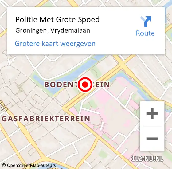 Locatie op kaart van de 112 melding: Politie Met Grote Spoed Naar Groningen, Vrydemalaan op 3 mei 2023 03:14
