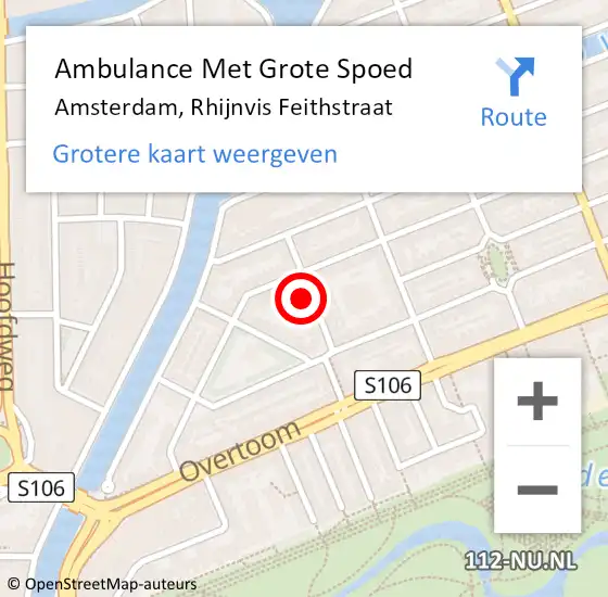Locatie op kaart van de 112 melding: Ambulance Met Grote Spoed Naar Amsterdam, Rhijnvis Feithstraat op 3 mei 2023 04:47