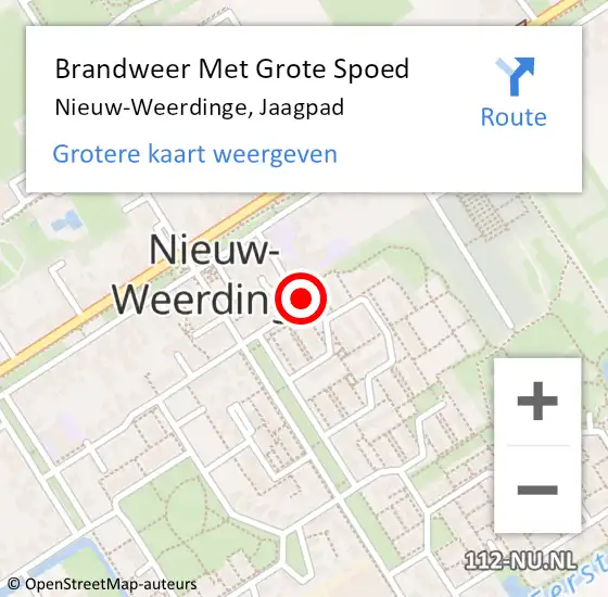 Locatie op kaart van de 112 melding: Brandweer Met Grote Spoed Naar Nieuw-Weerdinge, Jaagpad op 3 mei 2023 07:35