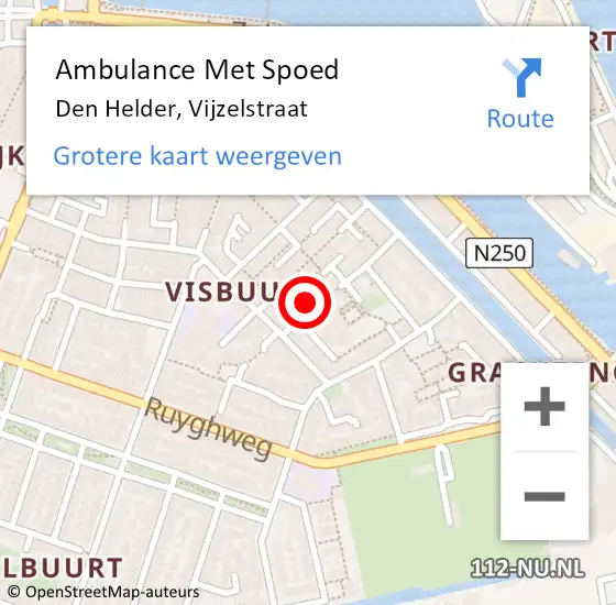 Locatie op kaart van de 112 melding: Ambulance Met Spoed Naar Den Helder, Vijzelstraat op 3 mei 2023 07:40