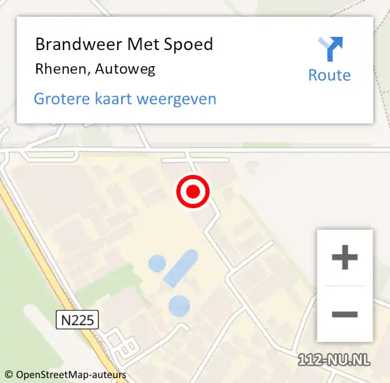 Locatie op kaart van de 112 melding: Brandweer Met Spoed Naar Rhenen, Autoweg op 3 mei 2023 07:59