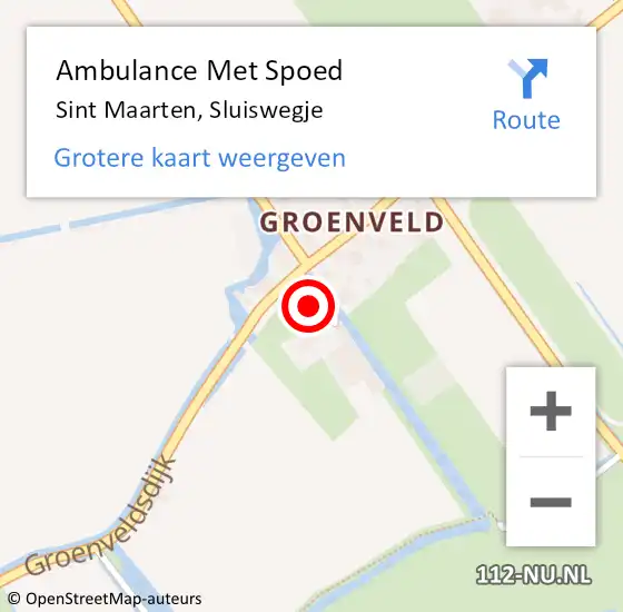 Locatie op kaart van de 112 melding: Ambulance Met Spoed Naar Sint Maarten, Sluiswegje op 3 mei 2023 08:01