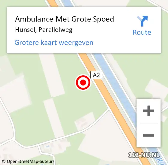 Locatie op kaart van de 112 melding: Ambulance Met Grote Spoed Naar Hunsel, Parallelweg op 3 mei 2023 08:05