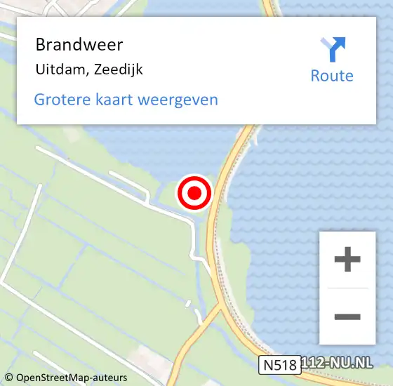 Locatie op kaart van de 112 melding: Brandweer Uitdam, Zeedijk op 3 mei 2023 08:15