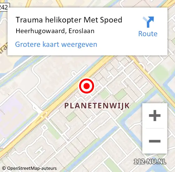 Locatie op kaart van de 112 melding: Trauma helikopter Met Spoed Naar Heerhugowaard, Eroslaan op 3 mei 2023 08:39