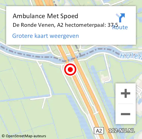 Locatie op kaart van de 112 melding: Ambulance Met Spoed Naar De Ronde Venen, A2 hectometerpaal: 37,5 op 3 mei 2023 08:41